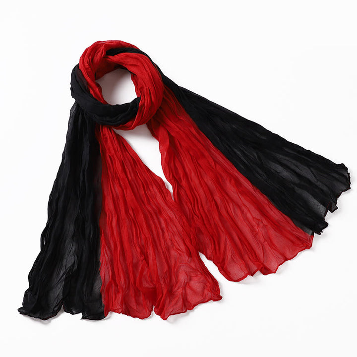 Two-Tone Gradient Color-Blocked Four Season Crinkle Scarf - #18 - image 22