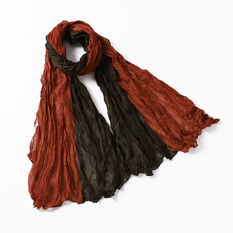 Two-Tone Gradient Color-Blocked Four Season Crinkle Scarf - #2 - image 6