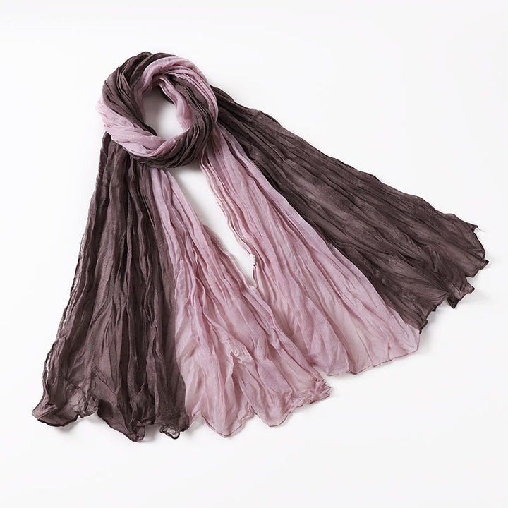 Two-Tone Gradient Color-Blocked Four Season Crinkle Scarf - #3 - image 7