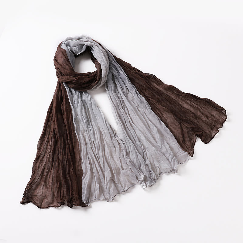 Two-Tone Gradient Color-Blocked Four Season Crinkle Scarf - #12 - image 16