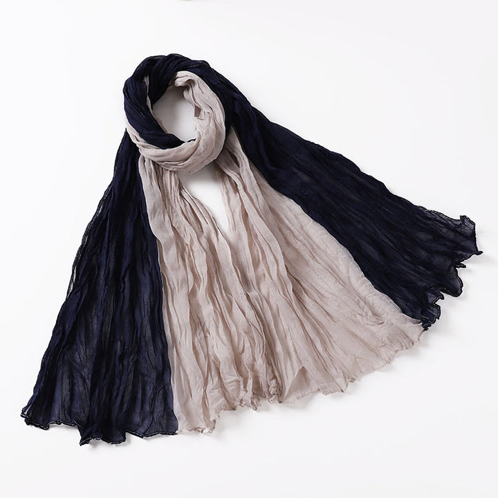 Two-Tone Gradient Color-Blocked Four Season Crinkle Scarf - #20 - image 24