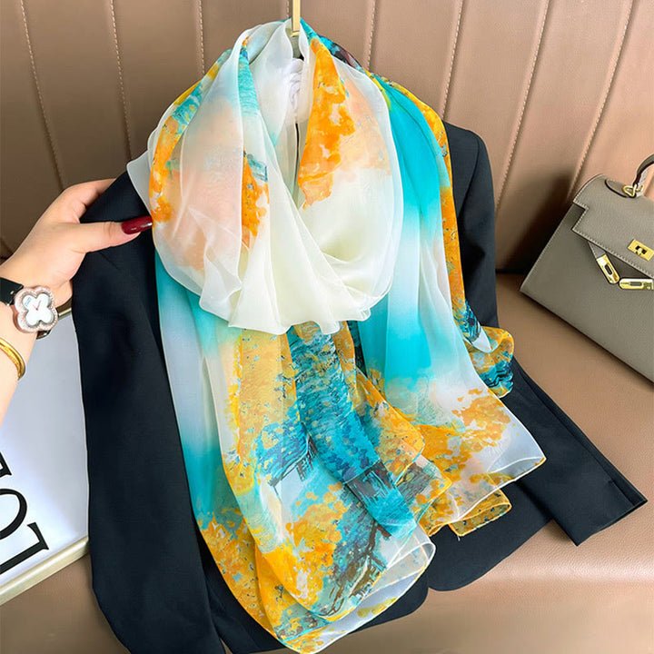 Women's Floral Art Print Lightweight Flowy All-Season Scarf - Style #7 - image 14