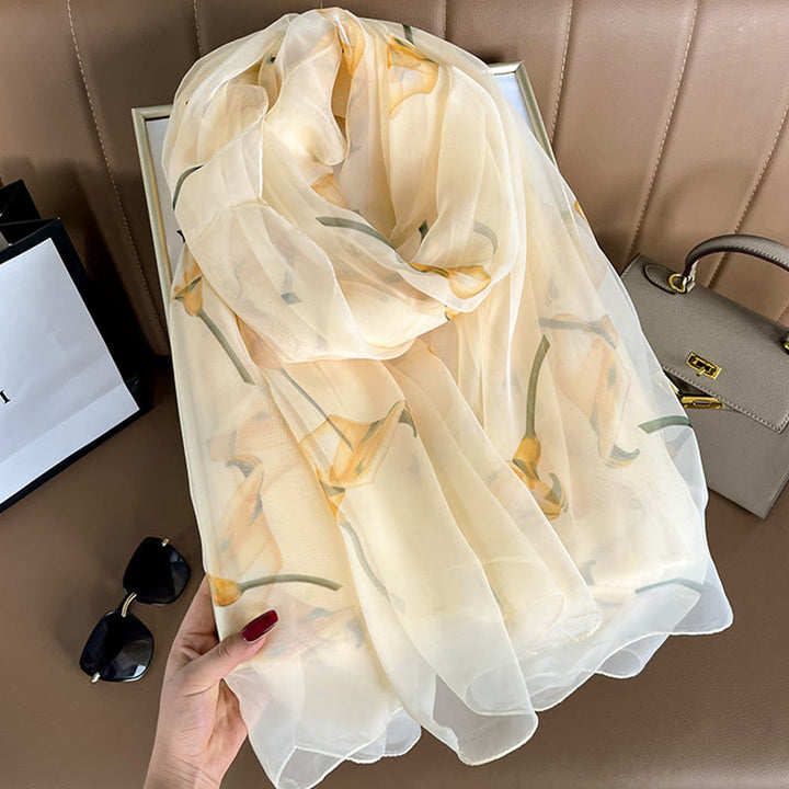 Women's Floral Art Print Lightweight Flowy All-Season Scarf - Style #2 - image 4