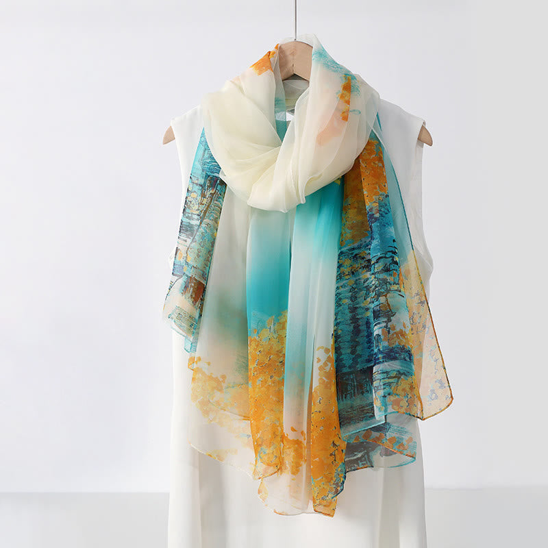 Women's Floral Art Print Lightweight Flowy All-Season Scarf - image 16