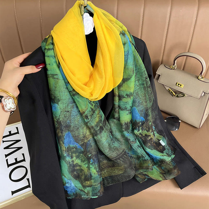 Women's Floral Art Print Lightweight Flowy All-Season Scarf - Style #5 - image 10