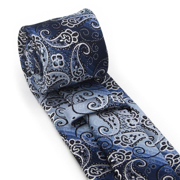 3Pcs Men's Blue Gradient Paisley Pattern Necktie Set - image 4
