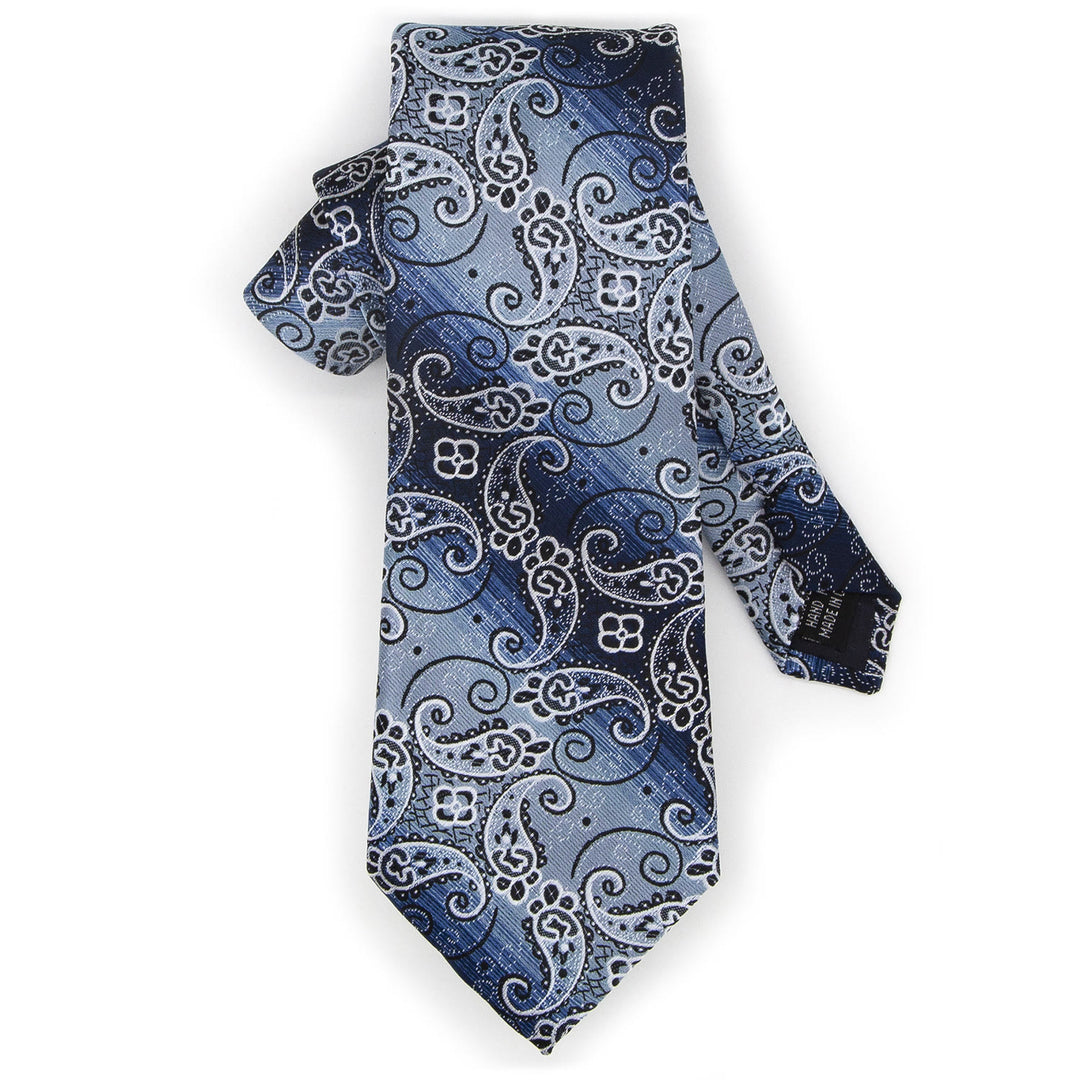 3Pcs Men's Blue Gradient Paisley Pattern Necktie Set - image 3