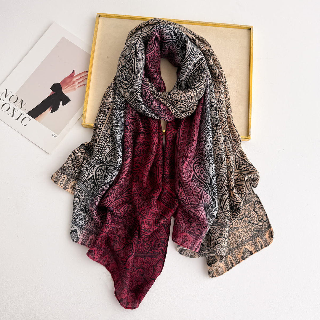 Women's Vintage Paisley Print Lightweight Sheer Scarf - Red - image 0