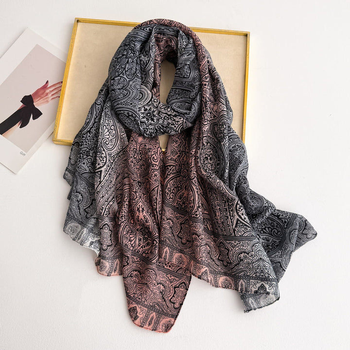 Women's Vintage Paisley Print Lightweight Sheer Scarf - Pink - image 4