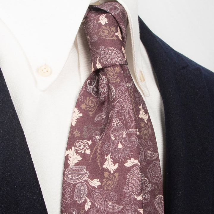 Men's Timeless Style Retro Floral Print Wide Necktie - PaleVioletRed - image 18