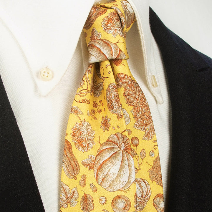 Men's Timeless Style Retro Floral Print Wide Necktie - Yellow - image 6