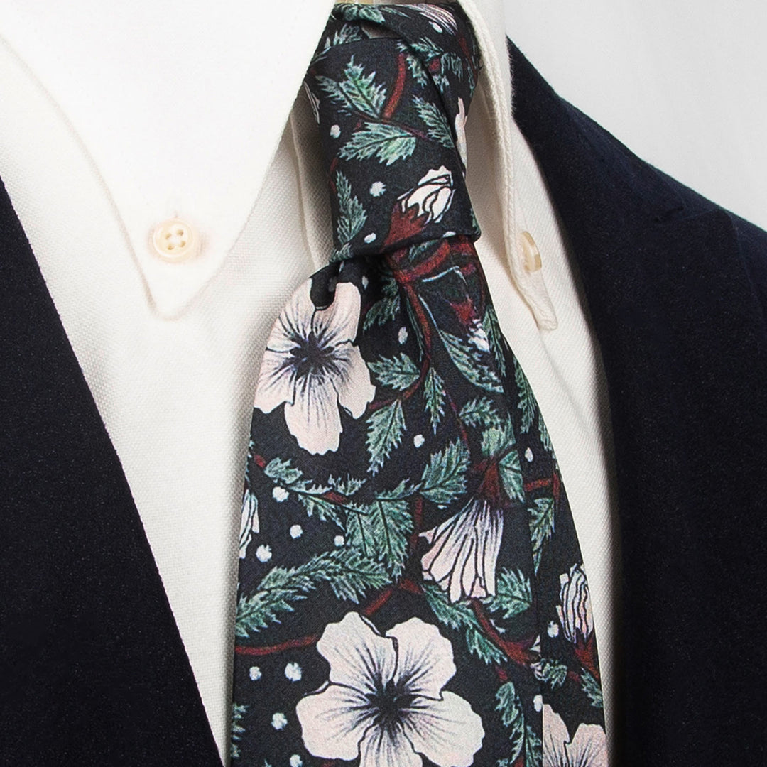 Men's Timeless Style Retro Floral Print Wide Necktie - Black - image 9
