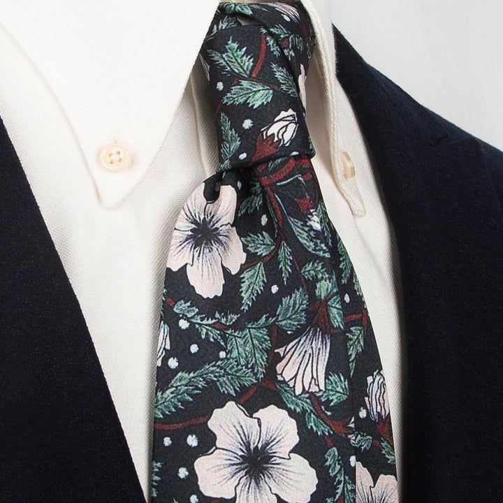 Men's Timeless Style Retro Floral Print Wide Necktie - Black - image 9