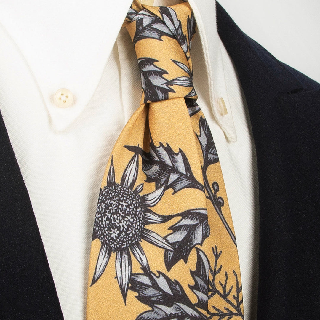 Men's Timeless Style Retro Floral Print Wide Necktie - Orange - image 12