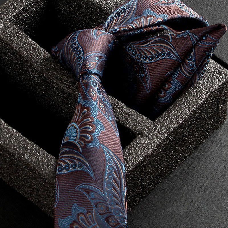 2Pcs Men's Ornate Paisley Fabric Necktie Pocket Square Set - Style #4 - image 6