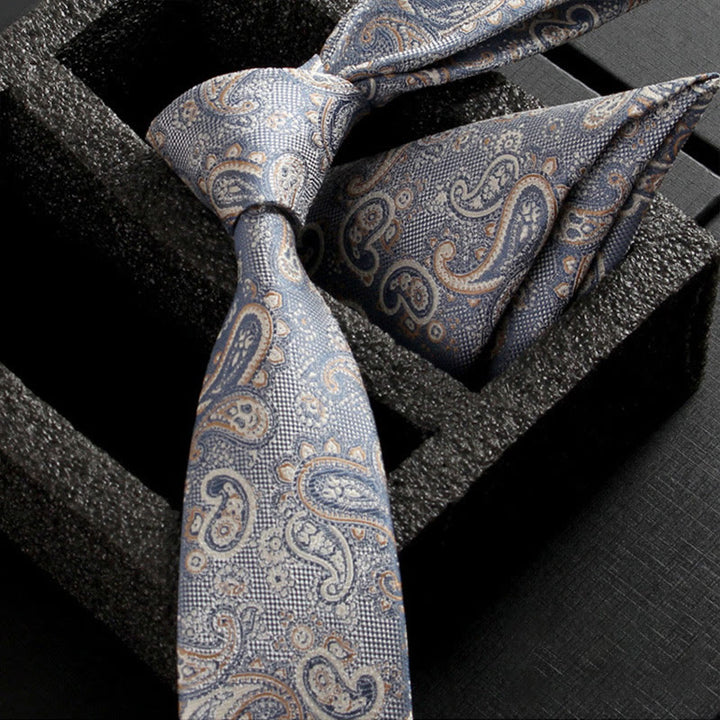 2Pcs Men's Ornate Paisley Fabric Necktie Pocket Square Set - Style #13 - image 15