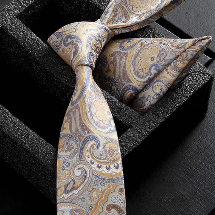 2Pcs Men's Ornate Paisley Fabric Necktie Pocket Square Set - Style #10 - image 12