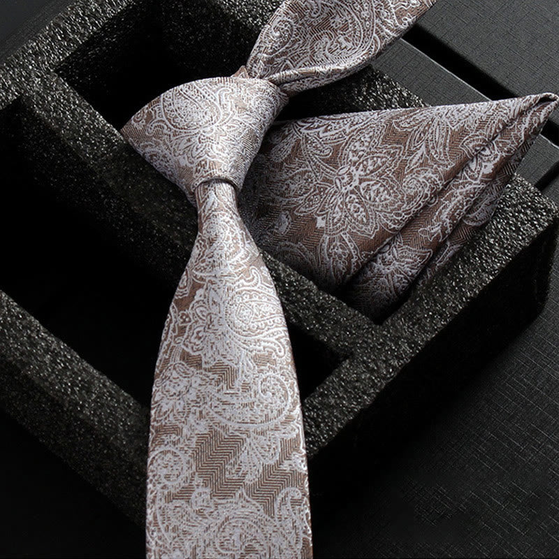 2Pcs Men's Ornate Paisley Fabric Necktie Pocket Square Set - Style #11 - image 13