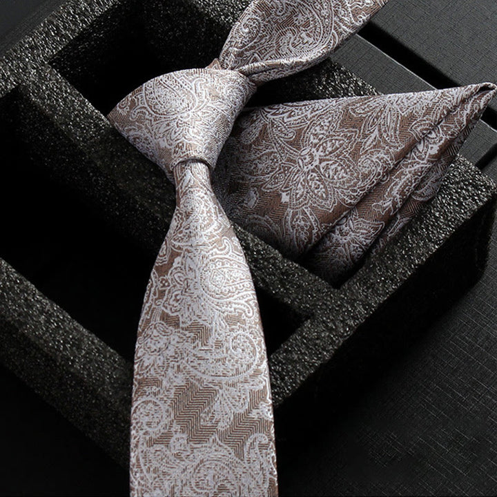 2Pcs Men's Ornate Paisley Fabric Necktie Pocket Square Set - Style #11 - image 13