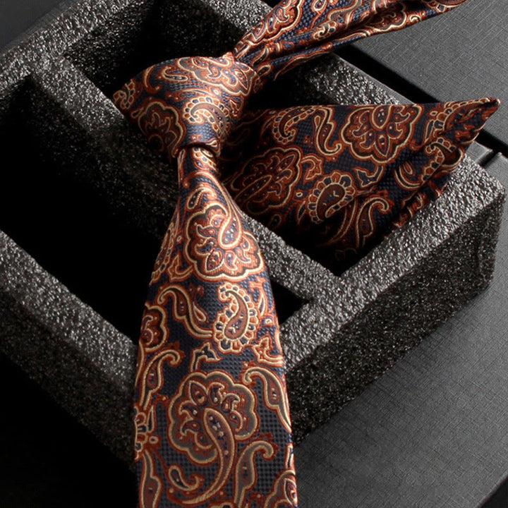 2Pcs Men's Ornate Paisley Fabric Necktie Pocket Square Set - Style #12 - image 14
