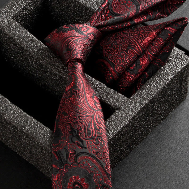 2Pcs Men's Ornate Paisley Fabric Necktie Pocket Square Set - Style #8 - image 10