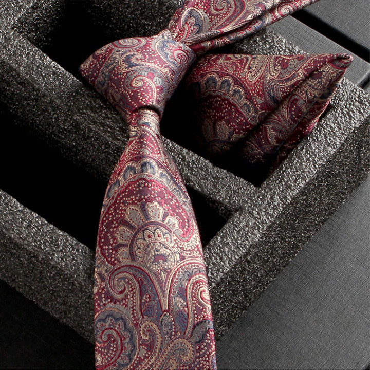 2Pcs Men's Ornate Paisley Fabric Necktie Pocket Square Set - Style #20 - image 22