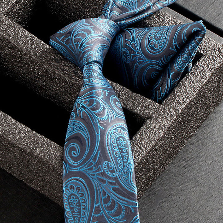 2Pcs Men's Ornate Paisley Fabric Necktie Pocket Square Set - Style #21 - image 23