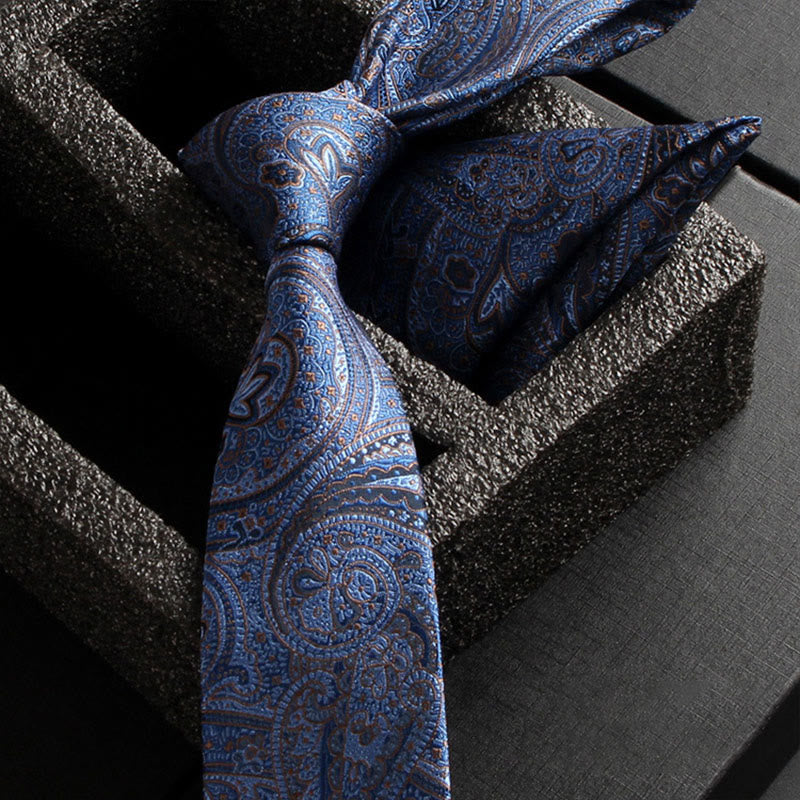 2Pcs Men's Ornate Paisley Fabric Necktie Pocket Square Set - Style #16 - image 18