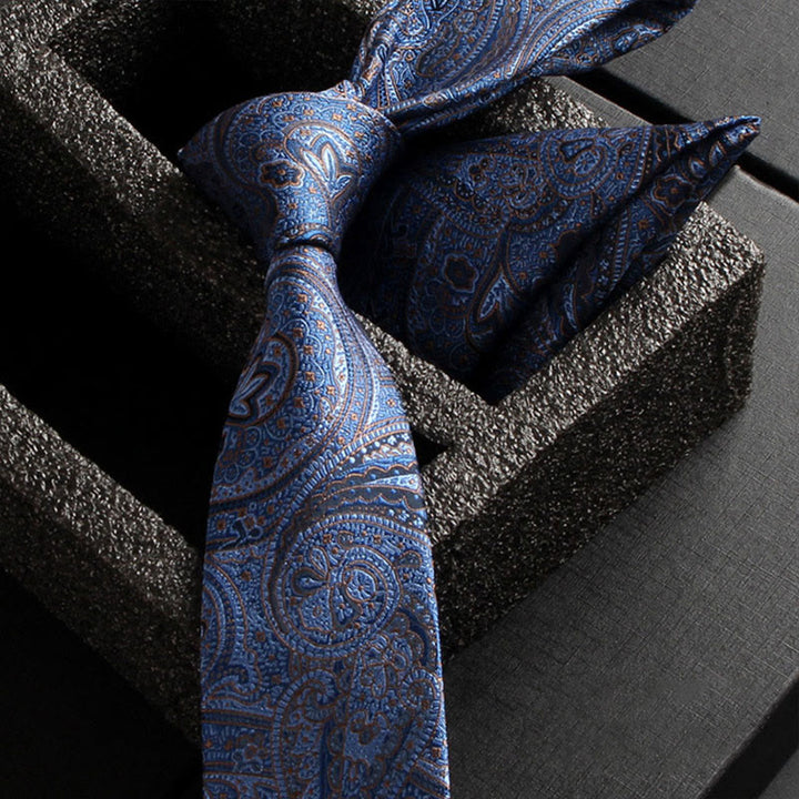 2Pcs Men's Ornate Paisley Fabric Necktie Pocket Square Set - Style #16 - image 18