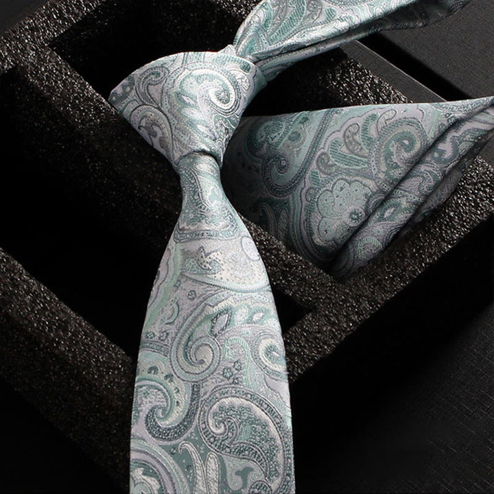 2Pcs Men's Ornate Paisley Fabric Necktie Pocket Square Set - Style #15 - image 17