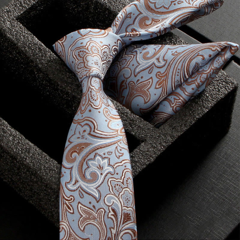 2Pcs Men's Ornate Paisley Fabric Necktie Pocket Square Set - Style #17 - image 19