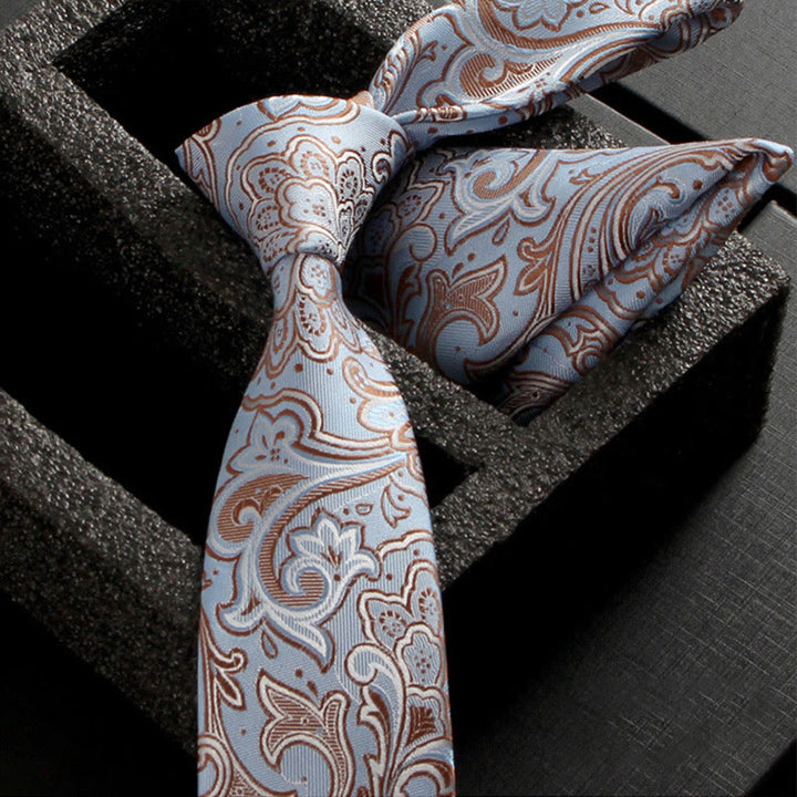 2Pcs Men's Ornate Paisley Fabric Necktie Pocket Square Set - Style #17 - image 19