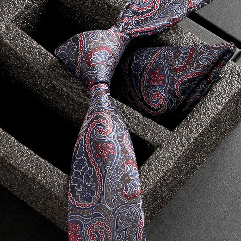 2Pcs Men's Ornate Paisley Fabric Necktie Pocket Square Set - Style #23 - image 25