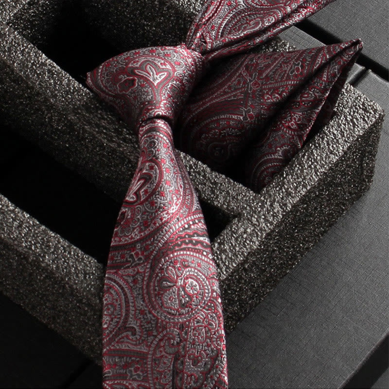 2Pcs Men's Ornate Paisley Fabric Necktie Pocket Square Set - Style #24 - image 26