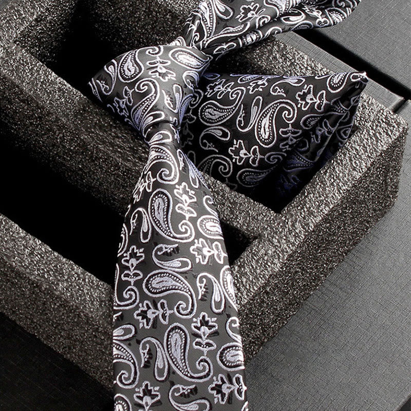 2Pcs Men's Ornate Paisley Fabric Necktie Pocket Square Set - Style #22 - image 24