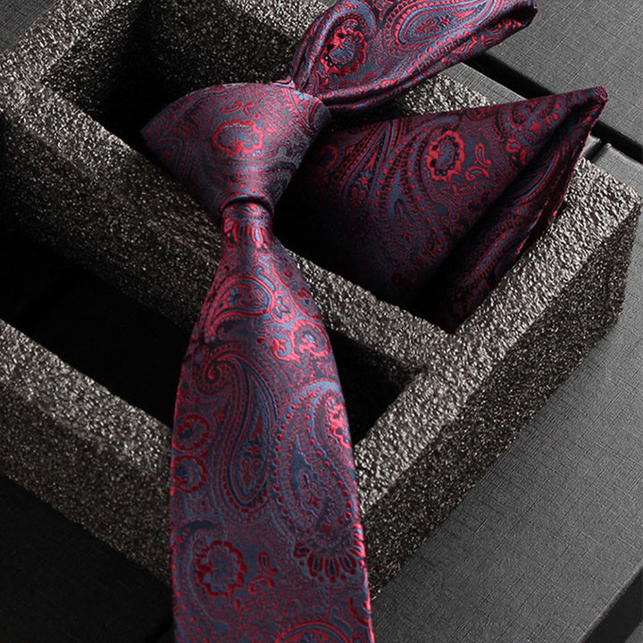 2Pcs Men's Ornate Paisley Fabric Necktie Pocket Square Set - Style #25 - image 27