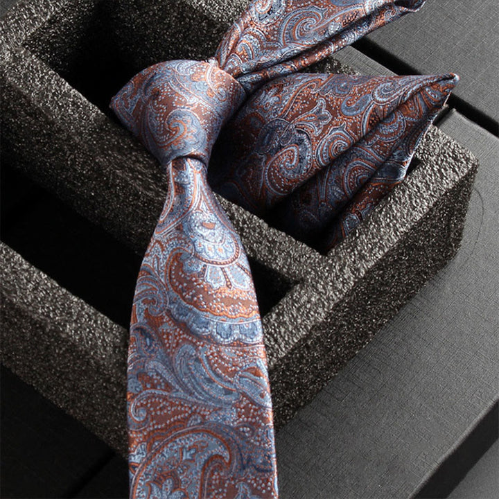 2Pcs Men's Ornate Paisley Fabric Necktie Pocket Square Set - Style #27 - image 29