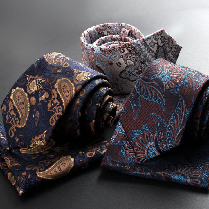 2Pcs Men's Ornate Paisley Fabric Necktie Pocket Square Set - image 1