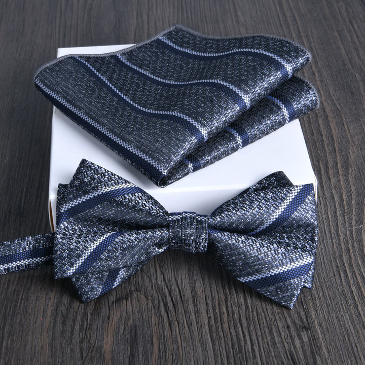 2pcs Men's Floral Pattern Lustrous Fabric Bowtie Pocket Square Set - Style #19 - image 18