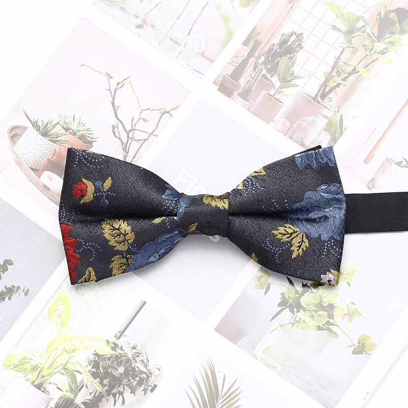 Men's Fashion Striped Pattern Fabric Bow tie - Black - image 0
