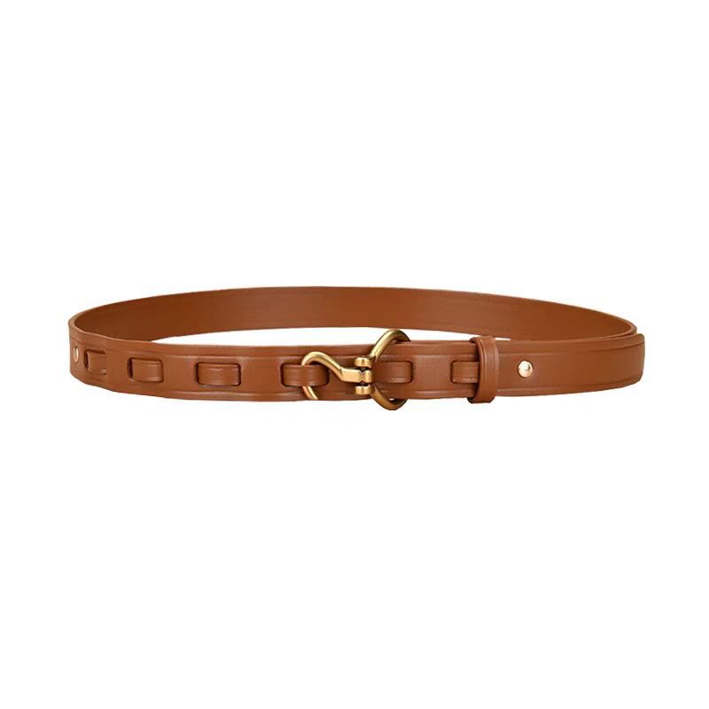 Women's Slim And Elegant Golden Pin Buckle Leahter Belt - Coffee - 36 - image 5