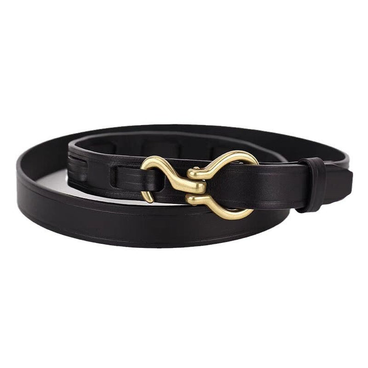 Women's Slim And Elegant Golden Pin Buckle Leahter Belt - Black - 36 - image 0