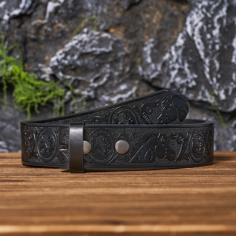 Western Horse-Patterned DIY Leather Belt Strap Without Belt Buckle - image 5