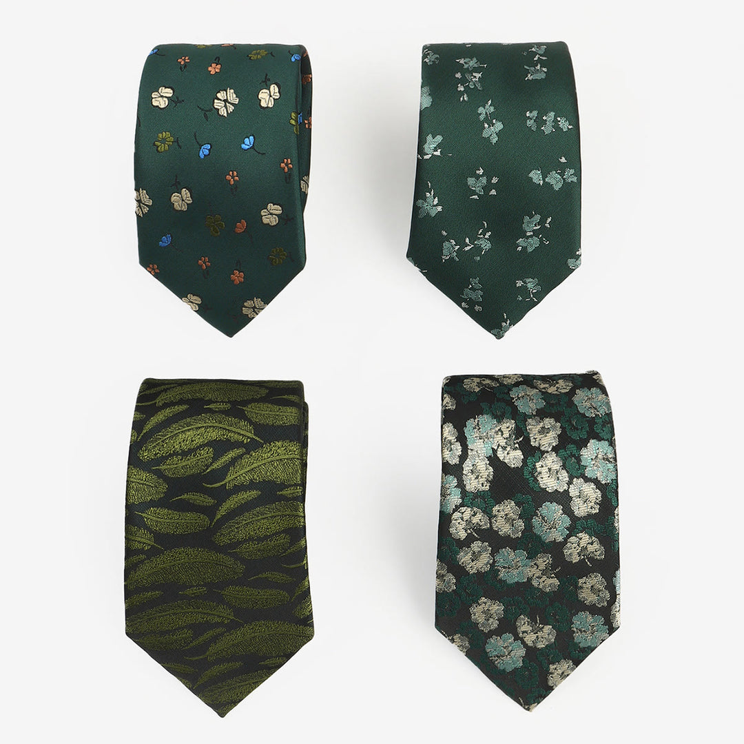 Men's Dark Green Whimsical Pattern Hand-tied Necktie - image 0