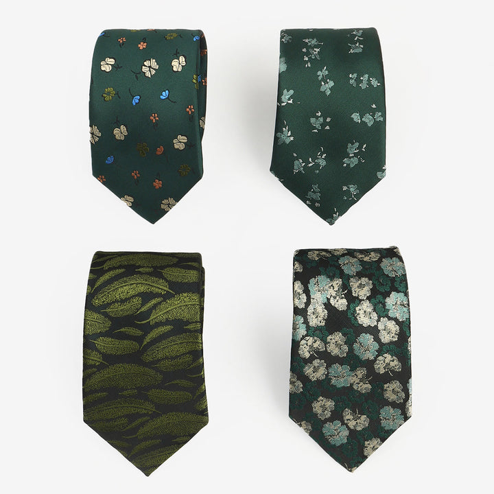 Men's Dark Green Whimsical Pattern Hand-tied Necktie - image 0