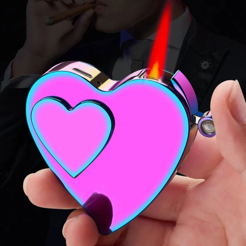 Romantic Love Shaped Colorful Gas Electric Dual Ignition Lighter - image 2