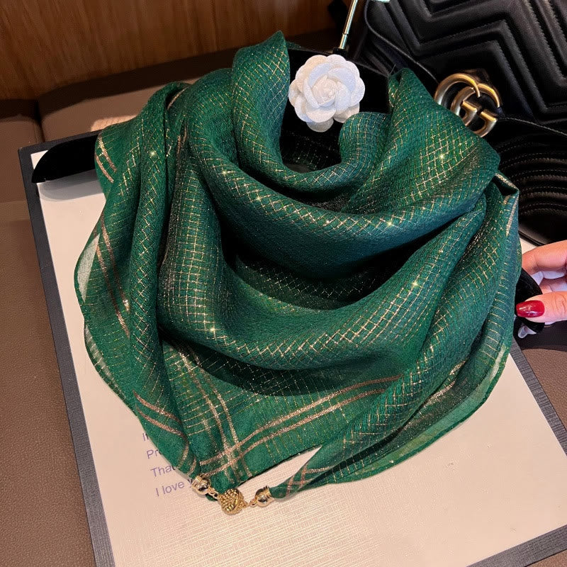 Women's Textured Embellished Lightweight Flowy Scarf - Green - image 3