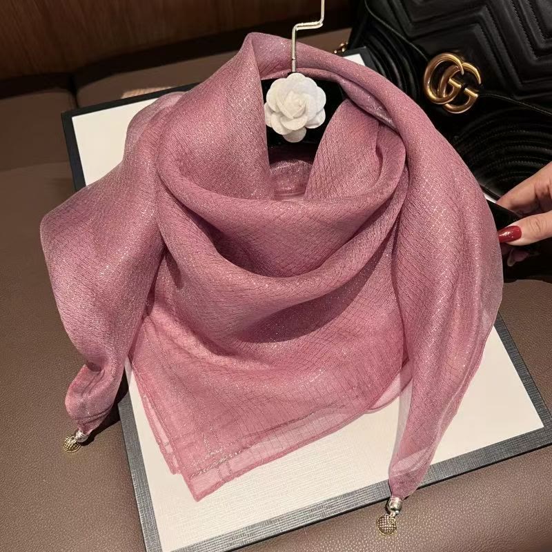 Women's Textured Embellished Lightweight Flowy Scarf - Pink - image 0