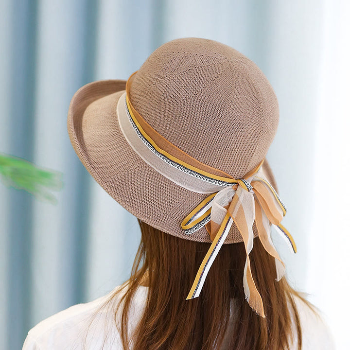 Women's Knitted Ribbon Bow Decor Bucket Hat - image 5