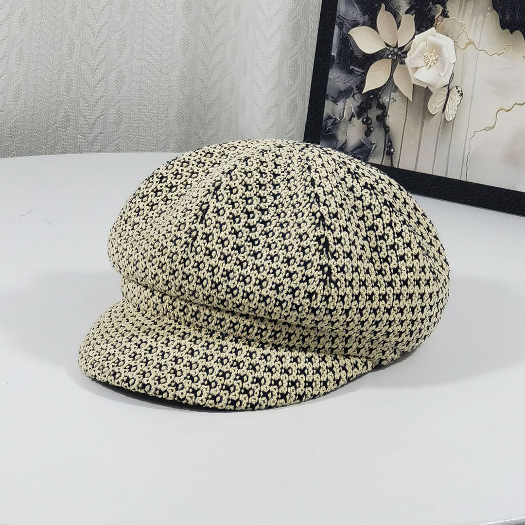 Women's Knitted Pattern Multi-color Beret Hat - Khaki - Adjustable (22 - 23 1/4'') - image 5